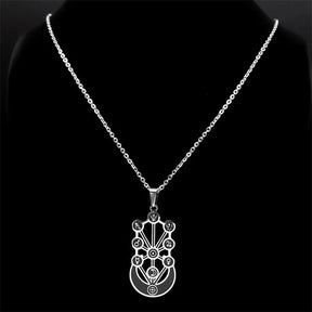 Kabbalah Sephirot Tree of Life Crescent Moon Necklace Cabala Stainless Steel - Bricks Masons
