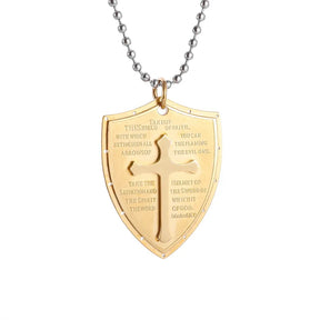 Knights Templar Commandery Necklace - Stainless Steel With Gold/Silver Cross Shield Pendant - Bricks Masons