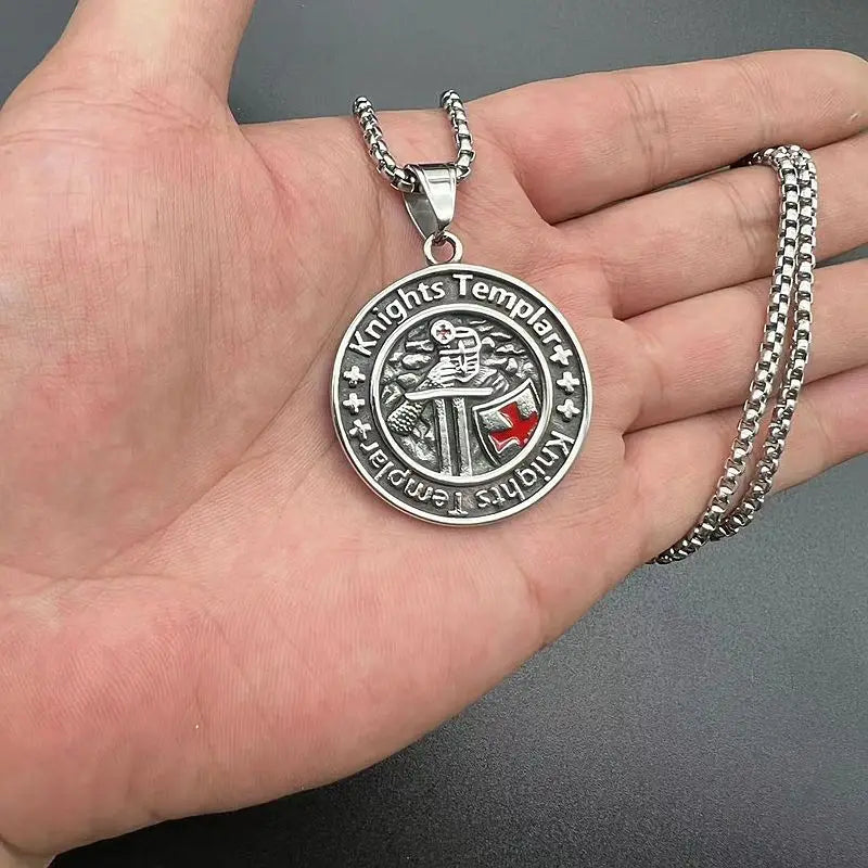 Knights Templar Commandery Necklace - Round Shape Stainless steel