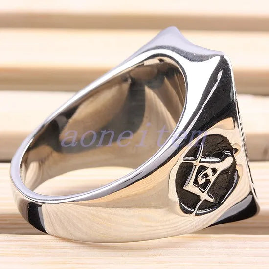 Master Mason Blue Lodge Ring - Stainless Steel & Black