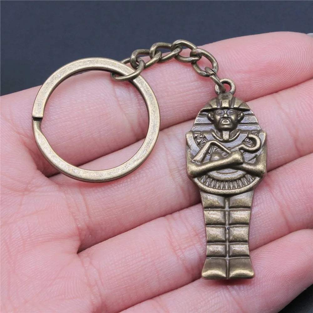 Ancient Egypt Keychain - Pharaoh Portrait Zinc Alloy - Bricks Masons