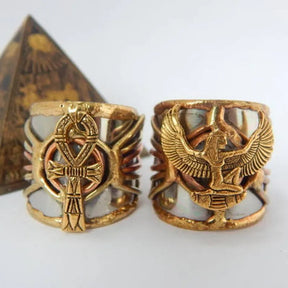 Ancient Egypt Ring - Pharaoh Ring Ankh & Maat - Bricks Masons