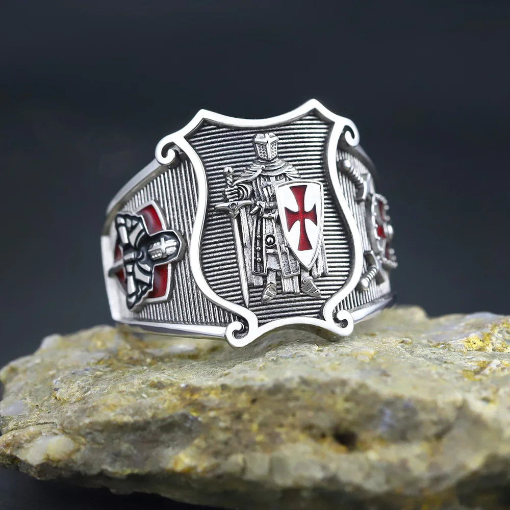 Knights Templar Ring - Medieval Armor Sterling Silver