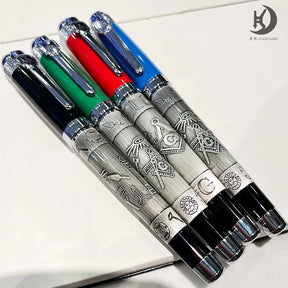 Master Mason Blue Lodge Pen - Heavy Weight Fountain Pen with Gift Box Set