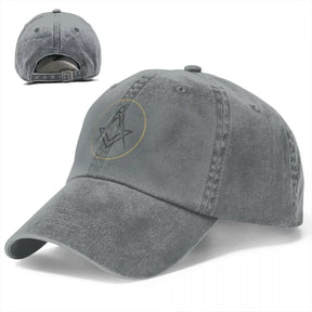 Master Mason Blue Lodge Baseball Cap - Black Gold Peaked Cap Gold Square Compass - Bricks Masons
