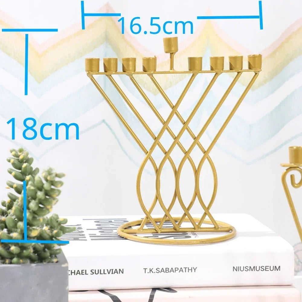 Ancient Israel Candle Holder - Judaica 9 lamp candle holders,Hanukkah iron Sabbath  gift Menorah 9 branches - Bricks Masons