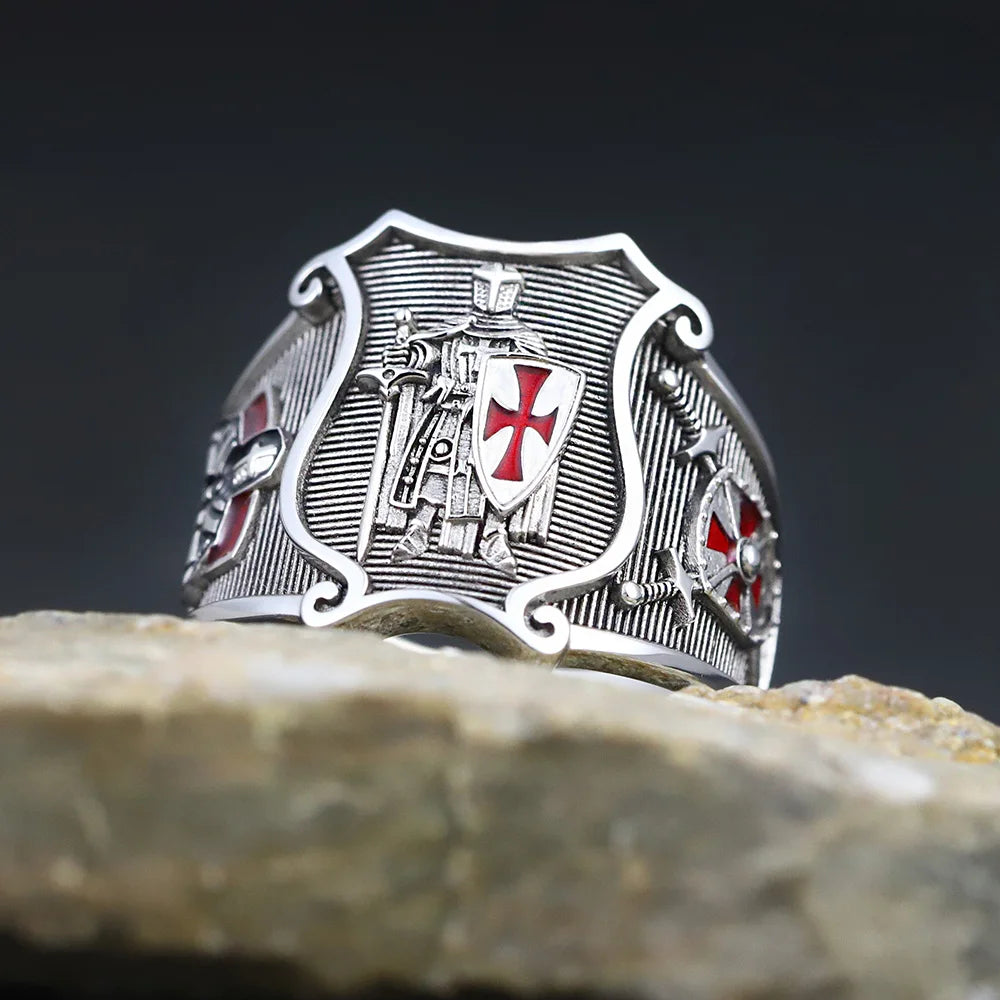 Knights Templar Ring - Medieval Armor Sterling Silver