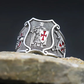 Knights Templar Ring - Medieval Armor Sterling Silver