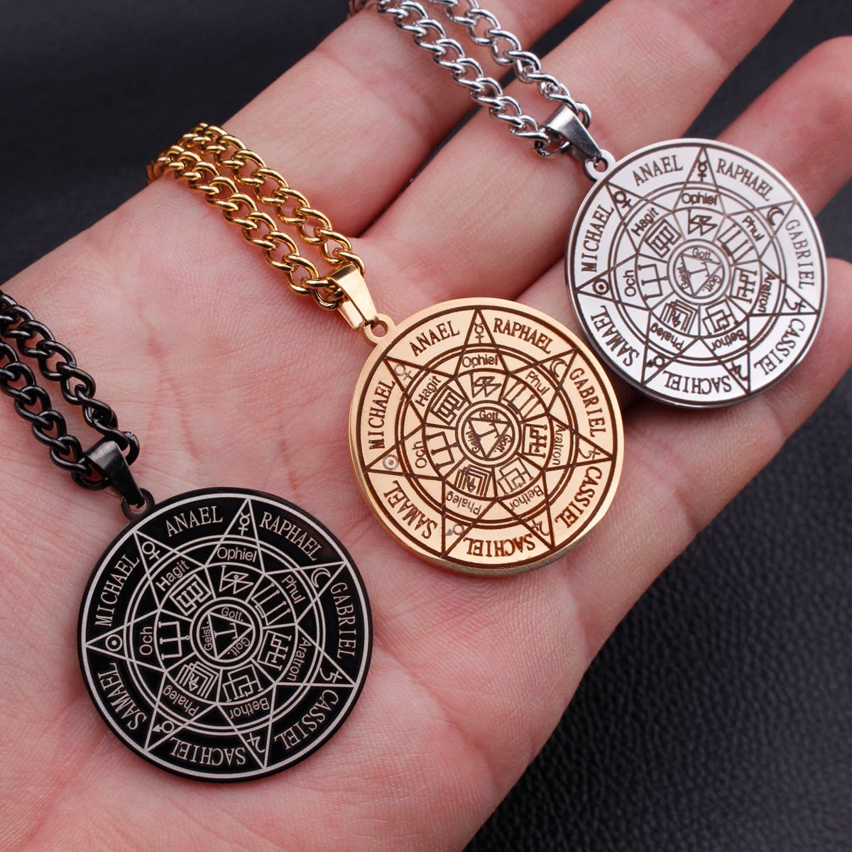 Ancient Israel Necklace - Stainless Steel Seven Archangels - Bricks Masons