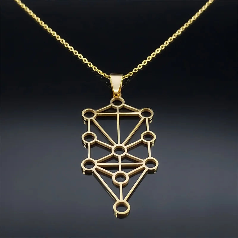 Ancient Israel Necklace - Stainless Steel Gold Color Kabbalah - Bricks Masons