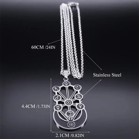 Kabbalah Sephirot Tree of Life Crescent Moon Necklace Cabala Stainless Steel - Bricks Masons