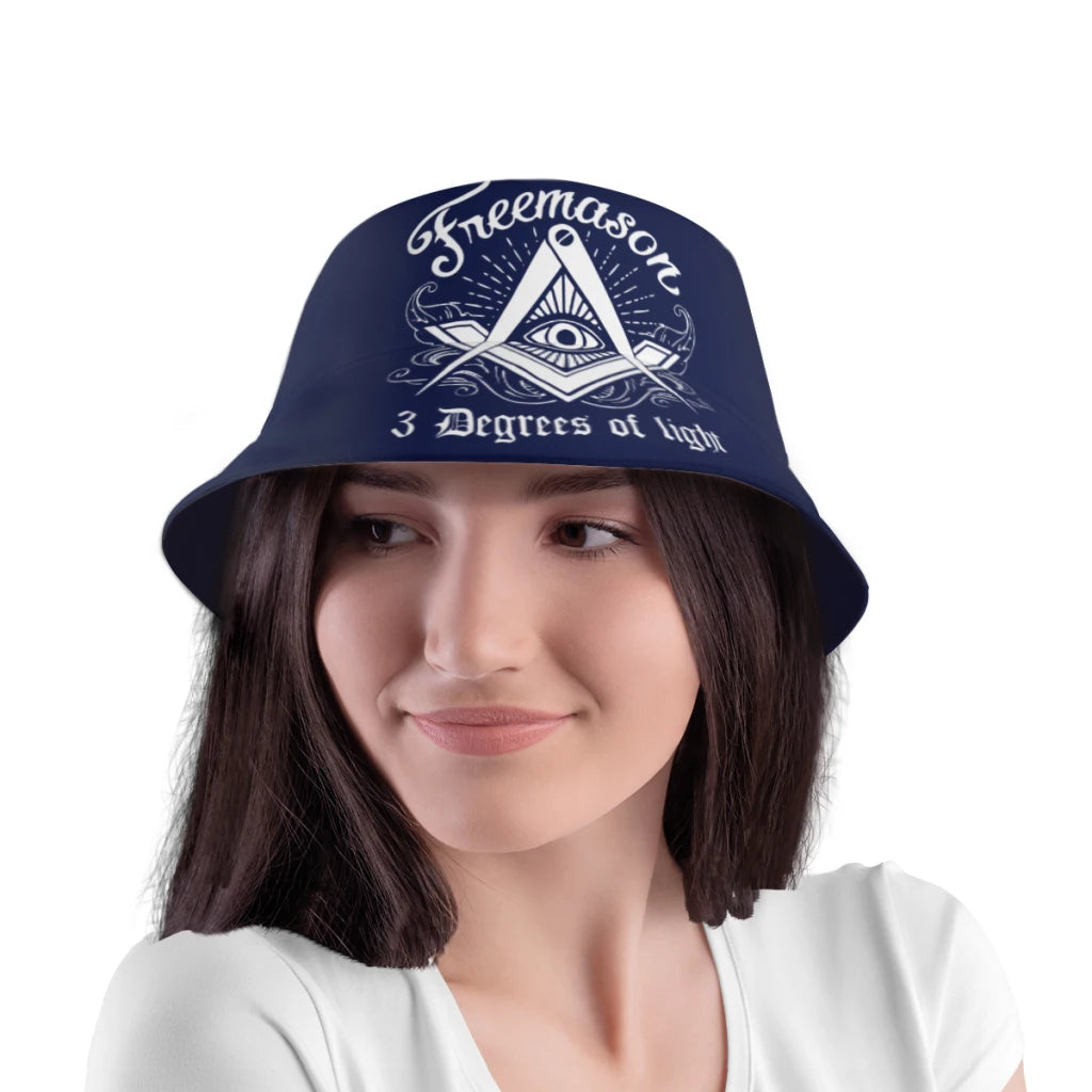 Master Mason Blue Lodge Bucket Hat - Blue With All Seeing Eye - Bricks Masons