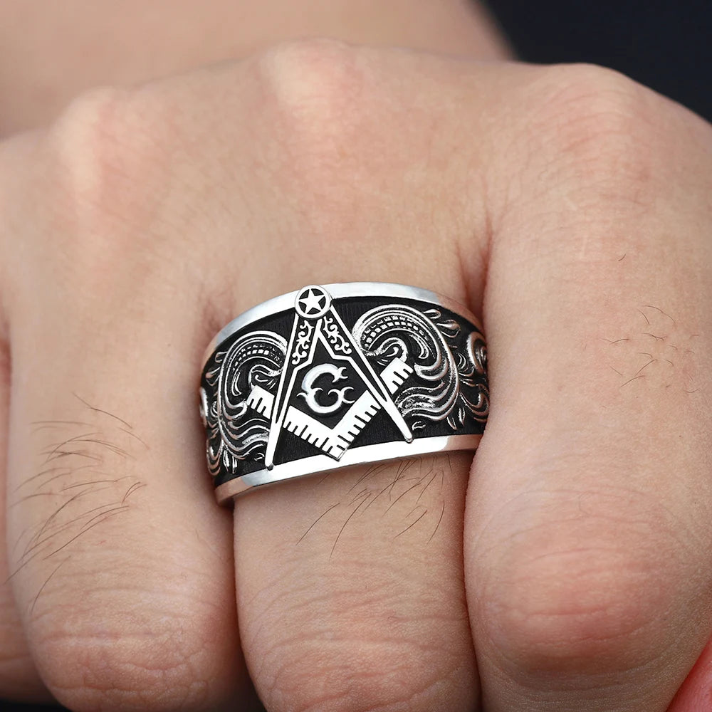 Master Mason Blue Lodge Ring - Signet Sterling Silver SCG