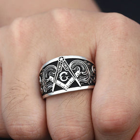 Master Mason Blue Lodge Ring - Signet Sterling Silver SCG