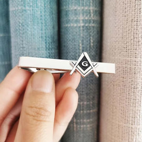 Master Mason Blue Lodge Tie Clip - Square and Compass with G Metal Clasp - Bricks Masons
