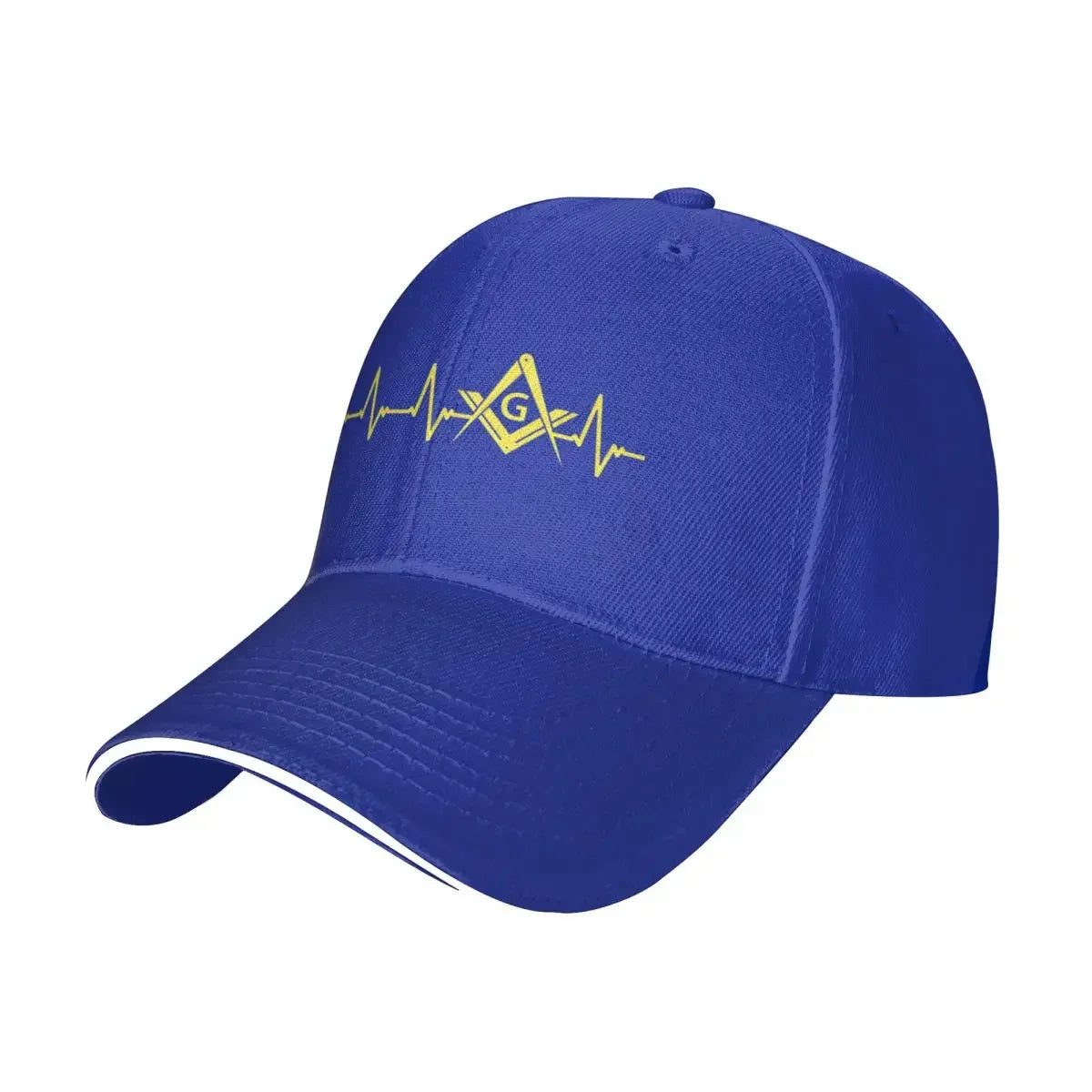 Master Mason Blue Lodge Baseball Cap - Black Adjustable with EKG Heartbeat S&C G - Bricks Masons