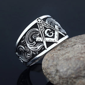 Master Mason Blue Lodge Ring - Signet Sterling Silver SCG