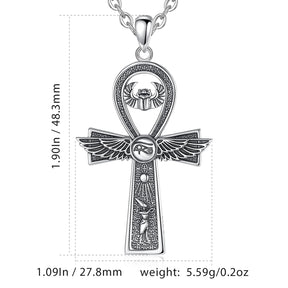 Eudora Real 925 Sterling Silver Ankh Cross Symbol Necklace Eagle Wings Egyptian Amulet Pendant Fine Jewelry Gift for Men Women - Bricks Masons