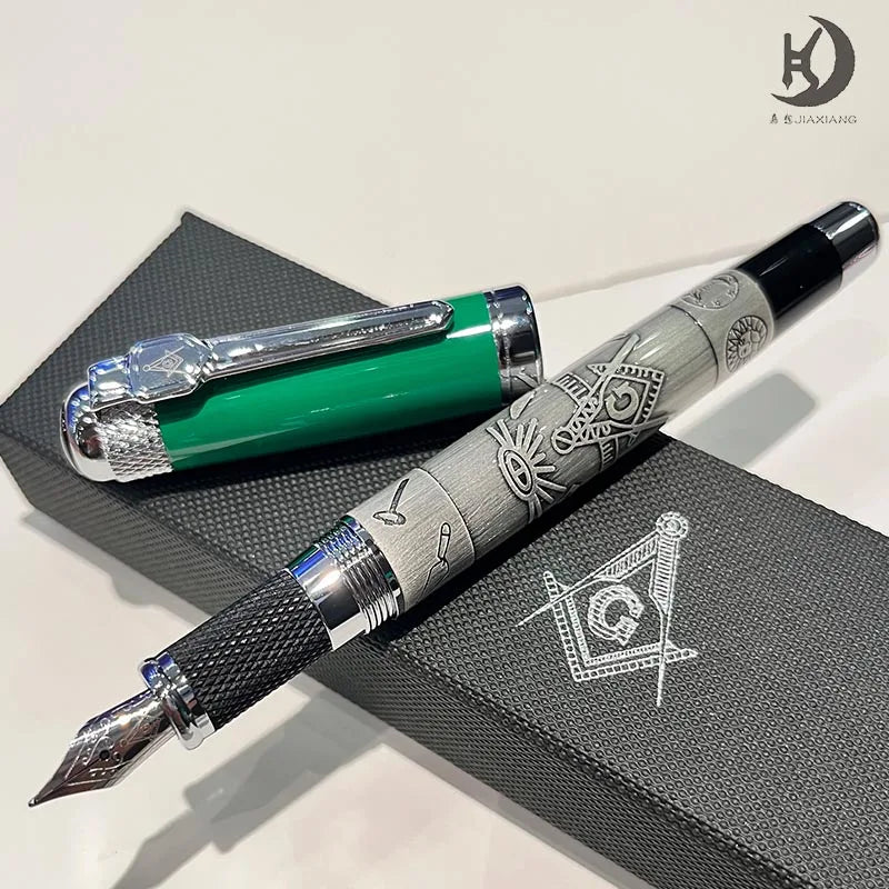 Master Mason Blue Lodge Pen - Heavy Weight Fountain Pen with Gift Box Set