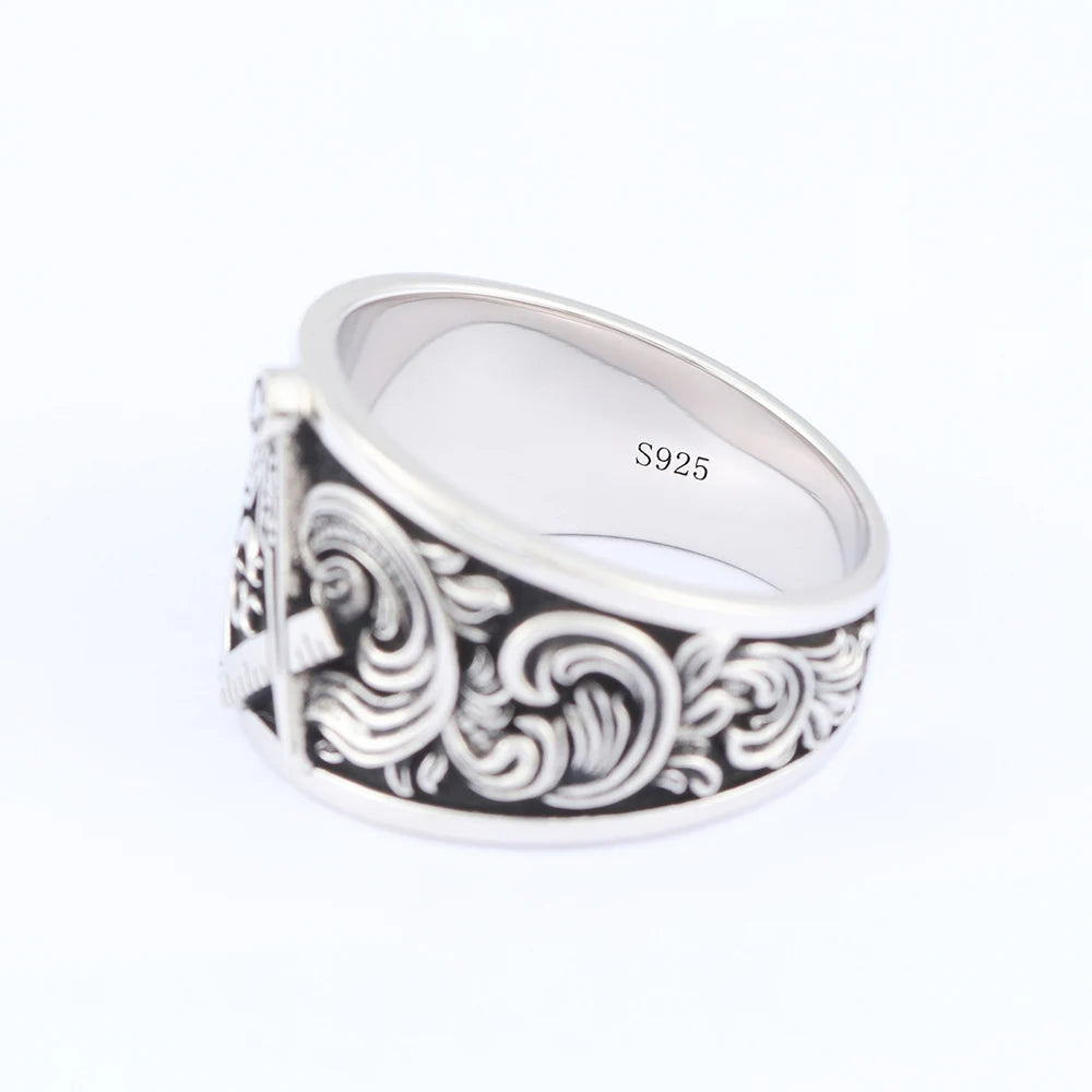 Master Mason Blue Lodge Ring - Signet Sterling Silver SCG