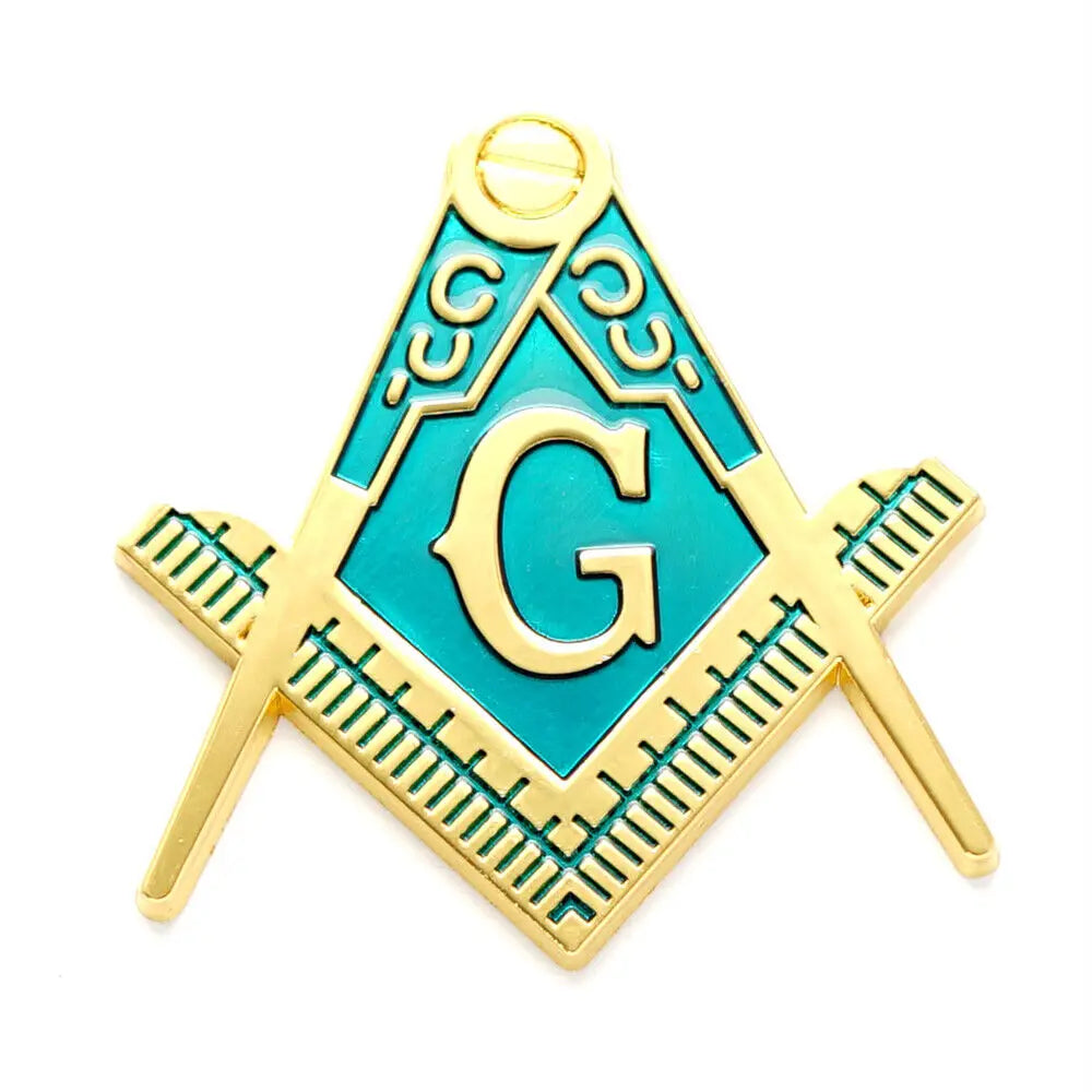 Master Mason Blue Lodge Car Emblem - Gold & Green - Bricks Masons