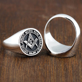 Master Mason Blue Lodge Ring – S&amp;C G Virtus Junxit Mors Non Separabit Sterling