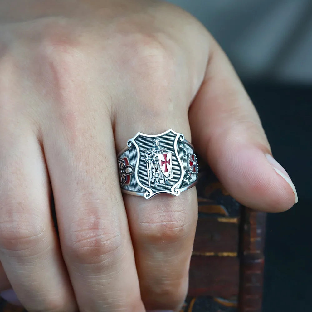 Knights Templar Ring - Medieval Armor Sterling Silver