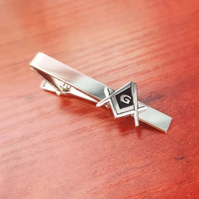 Master Mason Blue Lodge Tie Clip - Square and Compass with G Metal Clasp - Bricks Masons