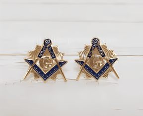 Master Mason Blue Lodge Cufflink - Gold & blue - Bricks Masons