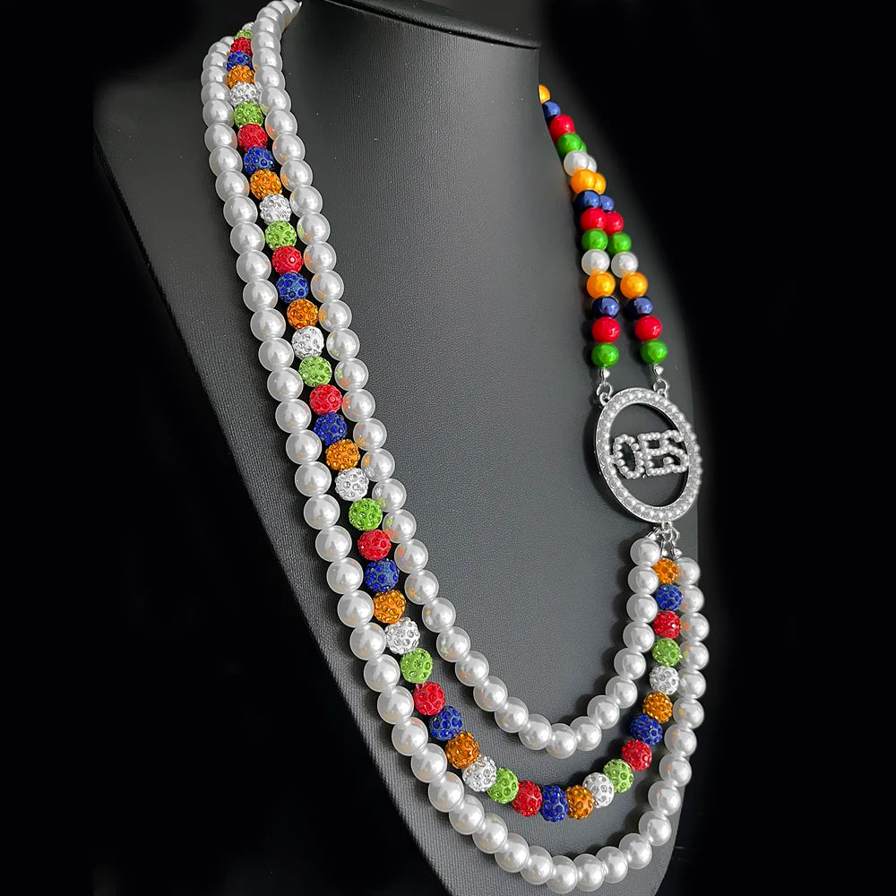 OES Necklace - Handmade 3-layer Beads - Bricks Masons