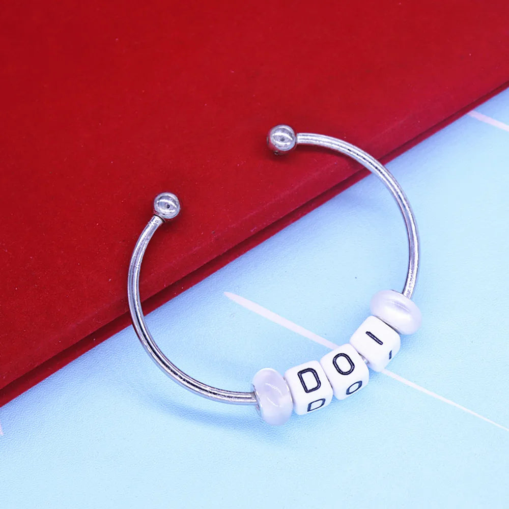 PHA DOI Bracelet - Silver Bangle With Letter Beads - Bricks Masons