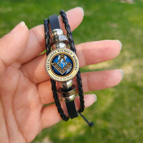 Meister-Freimaurer-Armband der Blauen Loge – Winkelmaß und Zirkel mit G-Armbändern