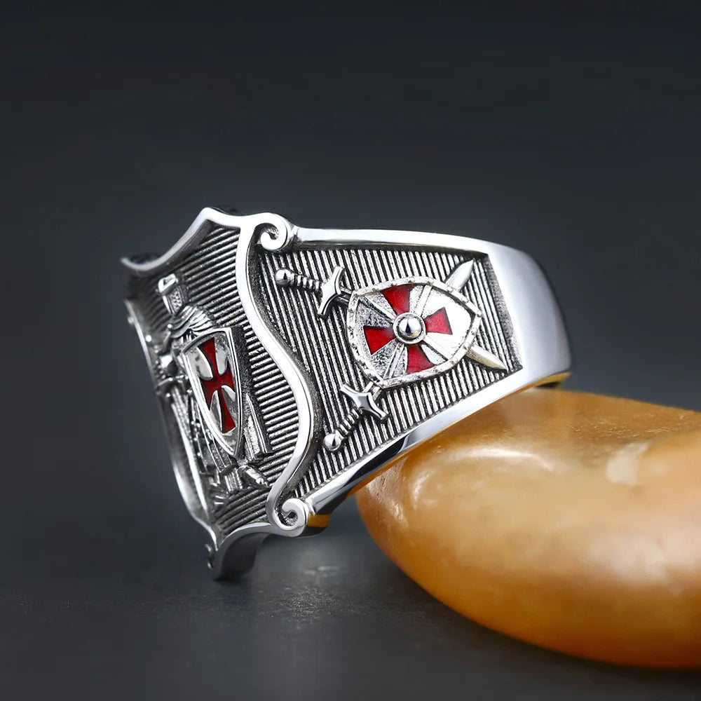 Knights Templar Ring - Medieval Armor Sterling Silver