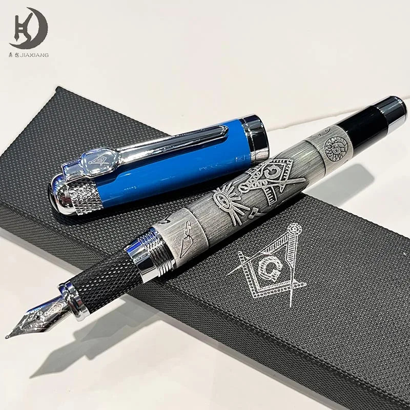 Master Mason Blue Lodge Pen - Heavy Weight Fountain Pen with Gift Box Set