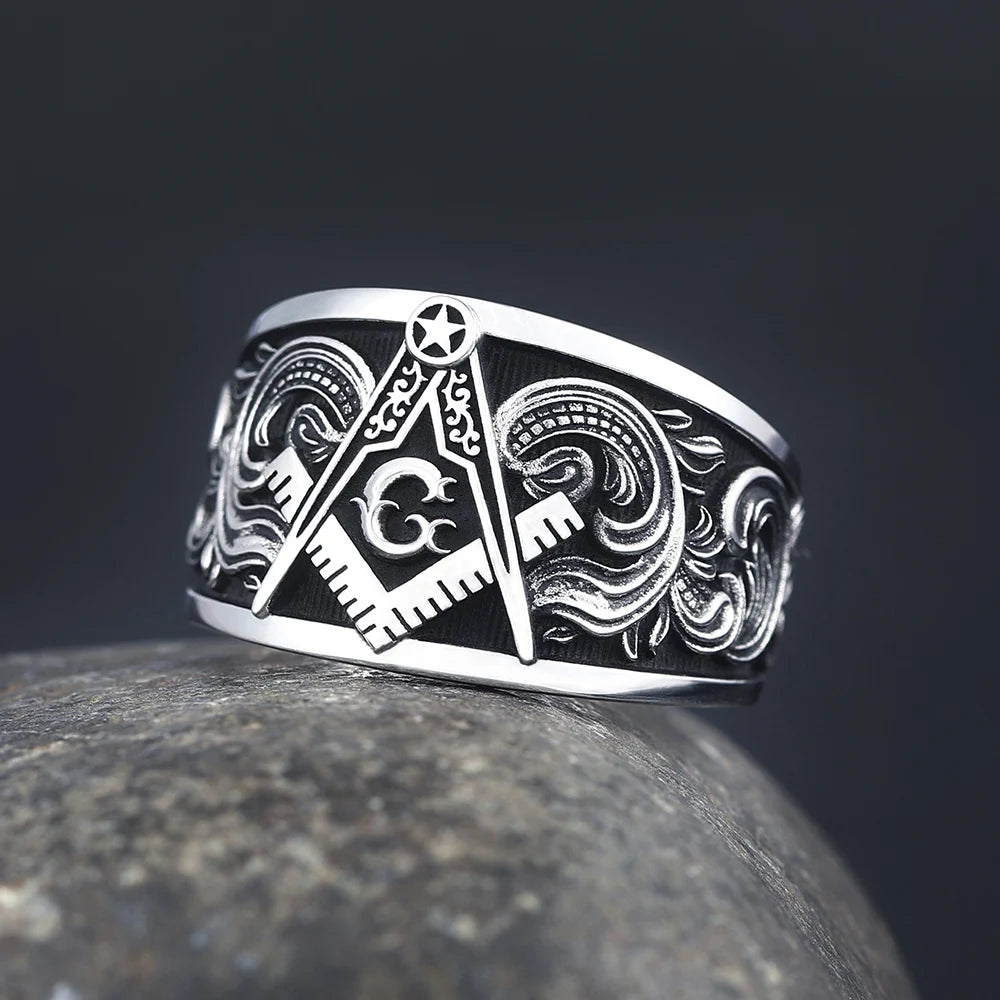 Master Mason Blue Lodge Ring - Signet Sterling Silver SCG