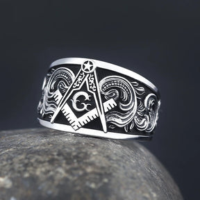 Master Mason Blue Lodge Ring - Signet Sterling Silver SCG