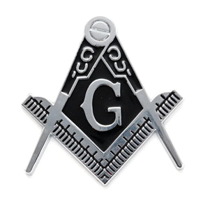 Master Mason Blue Lodge Car Emblem - Chrome & Black - Bricks Masons