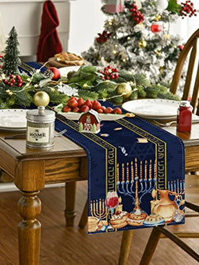 Ancient Israel Hanukkah Menorah Linen Table - Bricks Masons