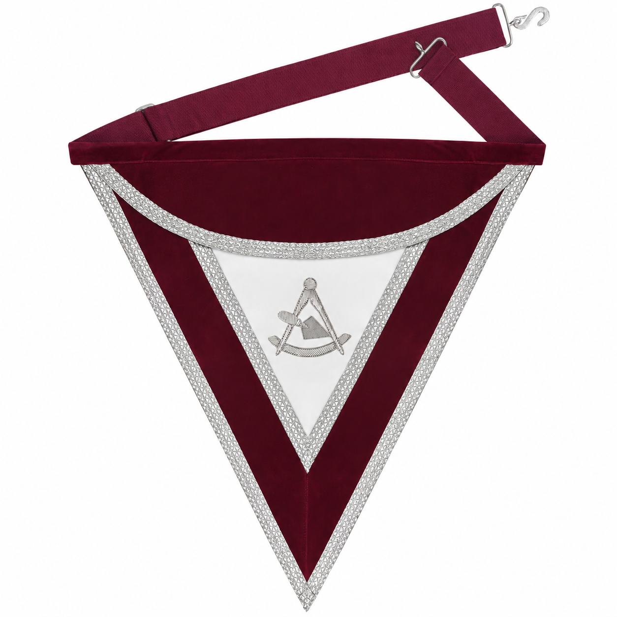 Officers & Past Master Royal & Select Masters Apron - Velvet With Silver Bullion Hand Embroidery - Bricks Masons