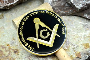 Master Mason Blue Lodge Car Emblem - Gold & Black Square & Compass G Emblem - Bricks Masons