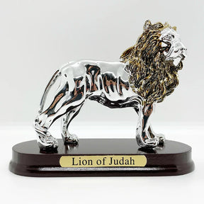 Ancient Israel  - Lion of Judah Artware Resin Lion With Wood Base - Bricks Masons
