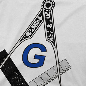 Master Mason Blue Lodge T-shirt -  Black White Blue Polyester Square & Compass G