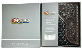 Widows Sons Wallet - Nocona Black & Cherry Floral Tooled Overlay