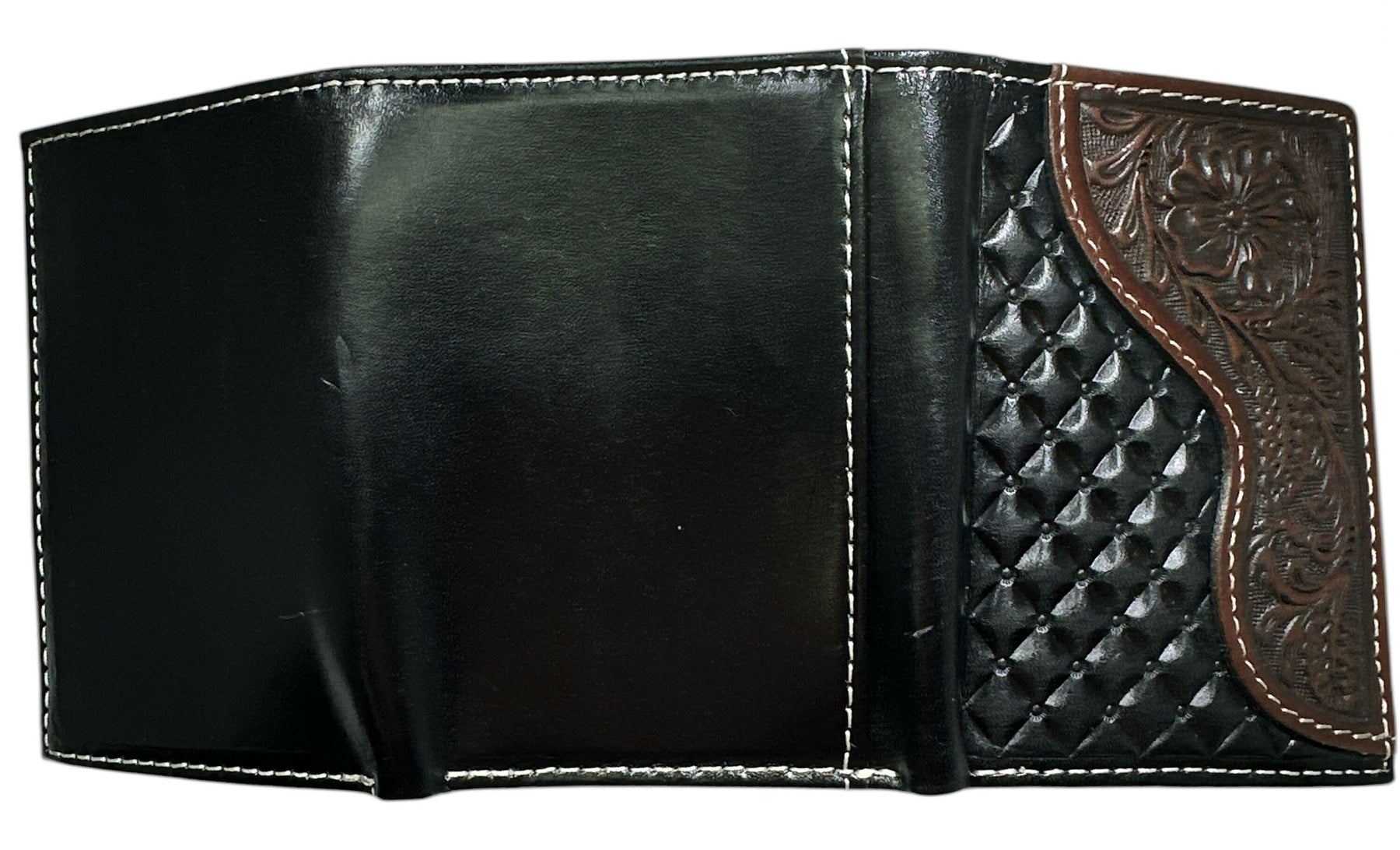 Widows Sons Wallet - Nocona Black & Cherry Floral Tooled Overlay