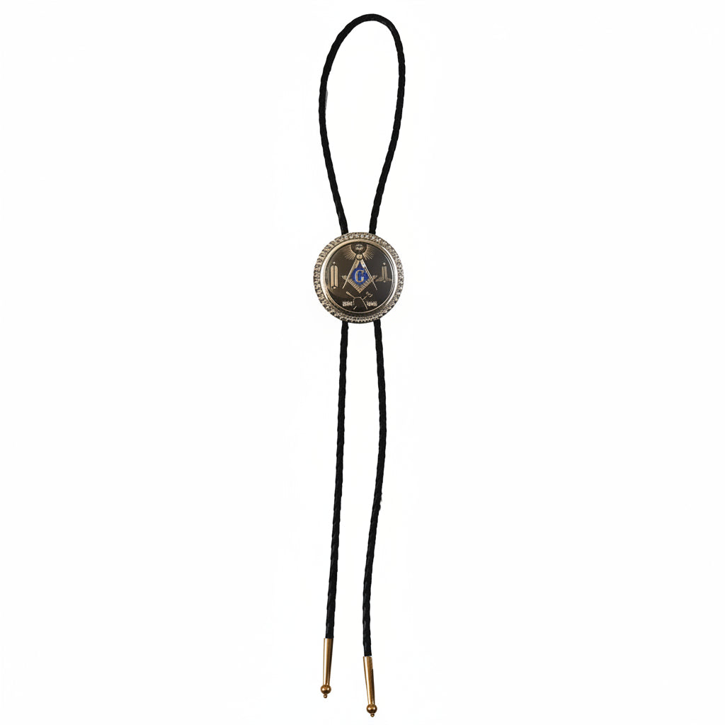 Master Mason Blue Lodge Bolo Tie - Silver Working Tools