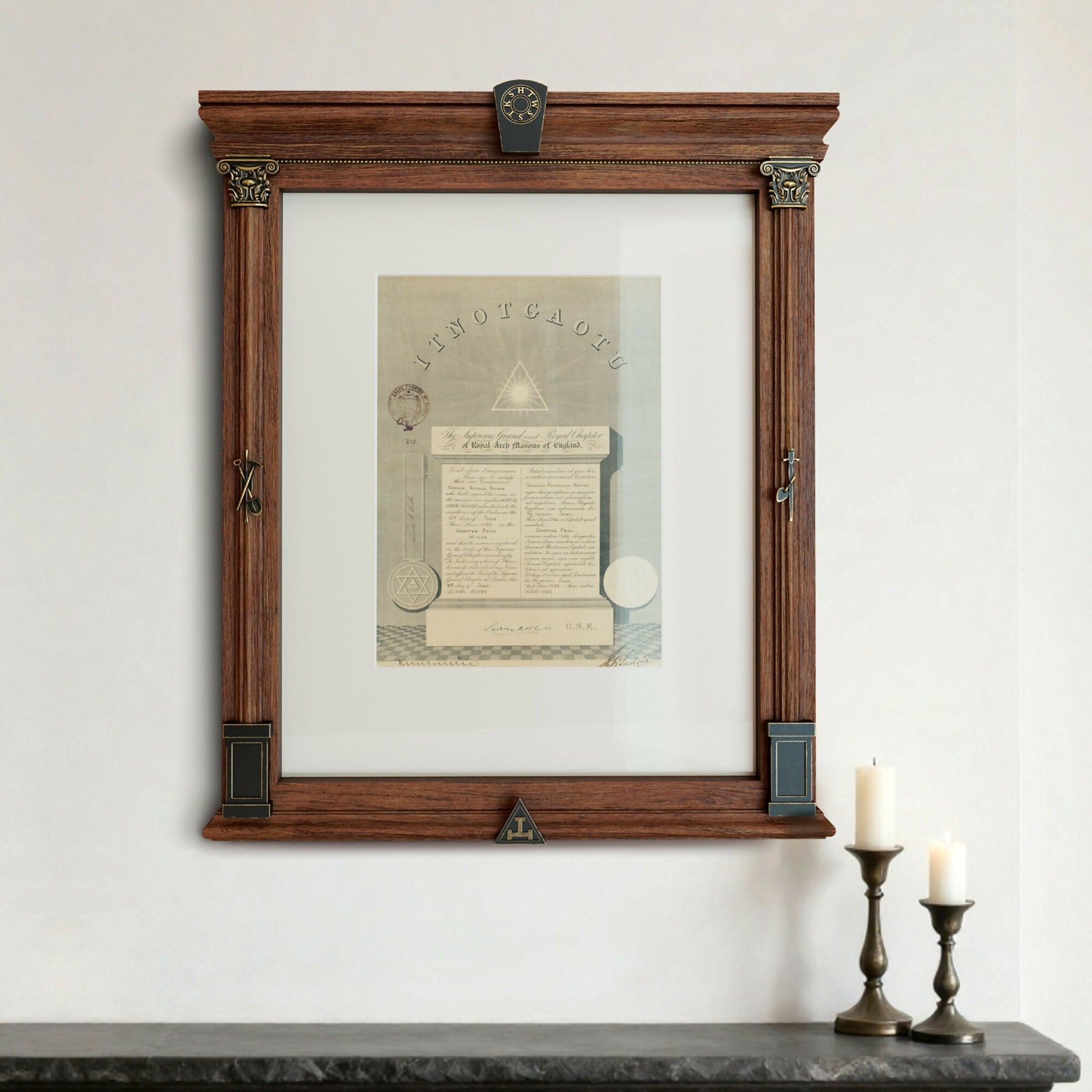Royal Arch Certificate Frame - Handcrafted Hardwood