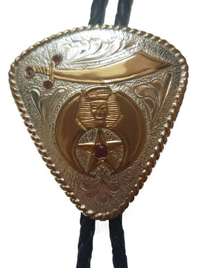 Shriners Bolo Tie - Sterling Silver Plated Crescent & Scimitar