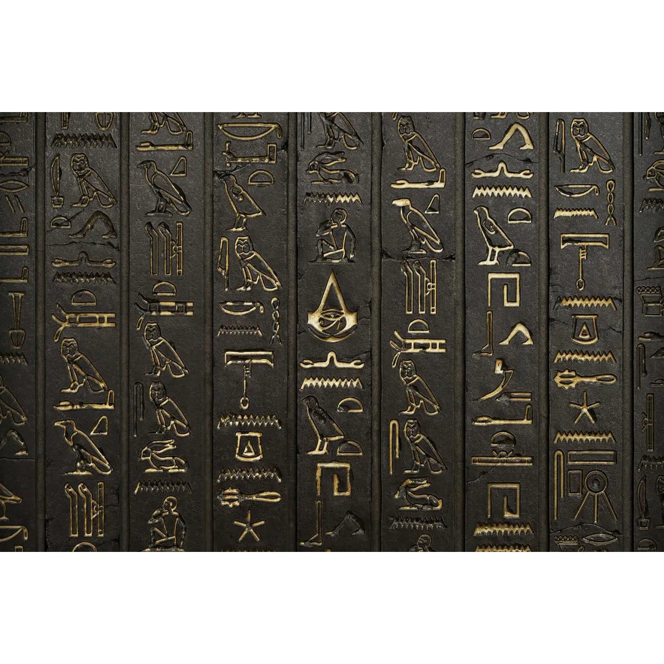 Ancient Egypt Canvas - Black & Gold Egyptian Hieroglyphs 3D Printed