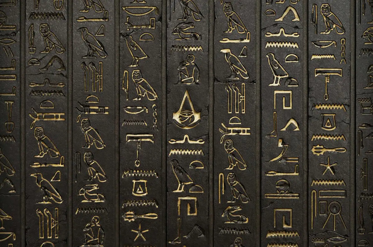 Ancient Egypt Canvas - Black & Gold Egyptian Hieroglyphs 3D Printed |  Bricks Masons