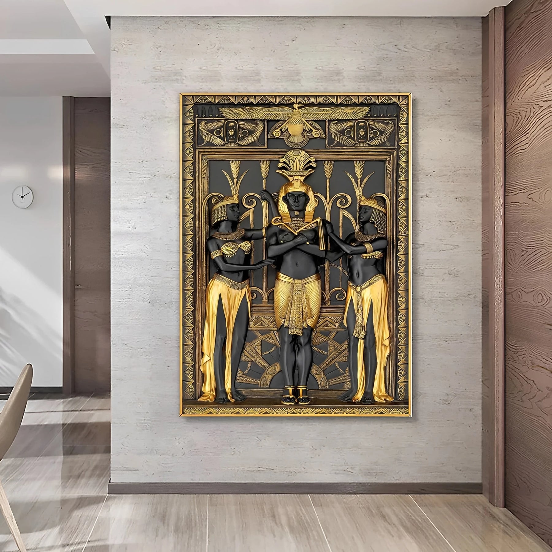 Ancient Egypt Canvas - Black Golden Ancient Egyptian Art Prints 3D Posters Pharaoh - Bricks Masons